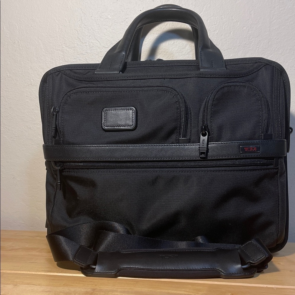 TUMI Alpha Expandable Organizer Laptop Briefcase Black Ballistic Nylon 15"